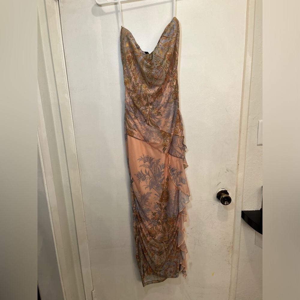 Windsor Women's Peach Paisley Dress - L
